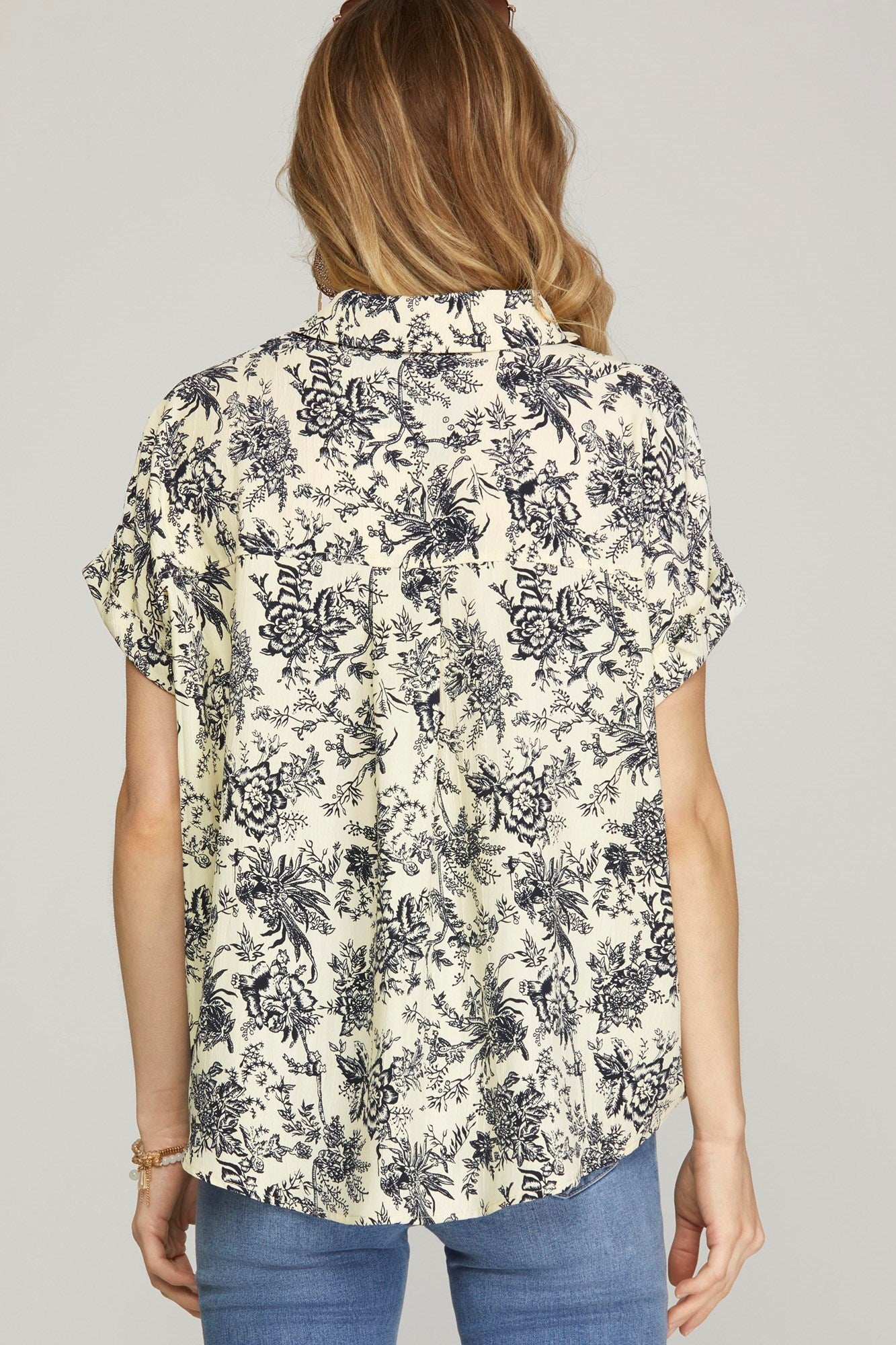 Collared Floral Print Top