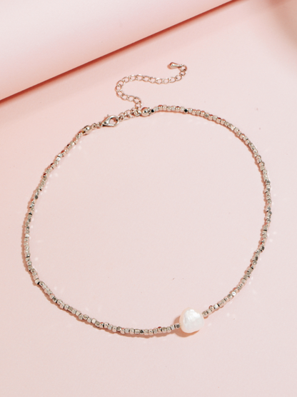 Beaded Pearl Charm Necklace