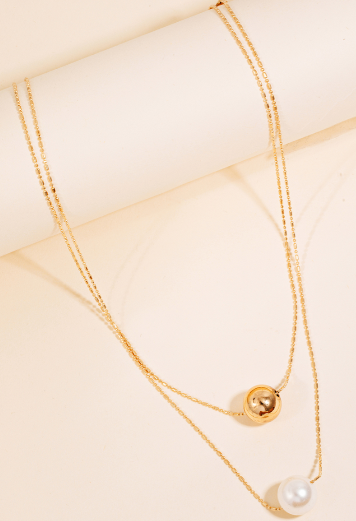 Gold & Pearl Charm Necklace