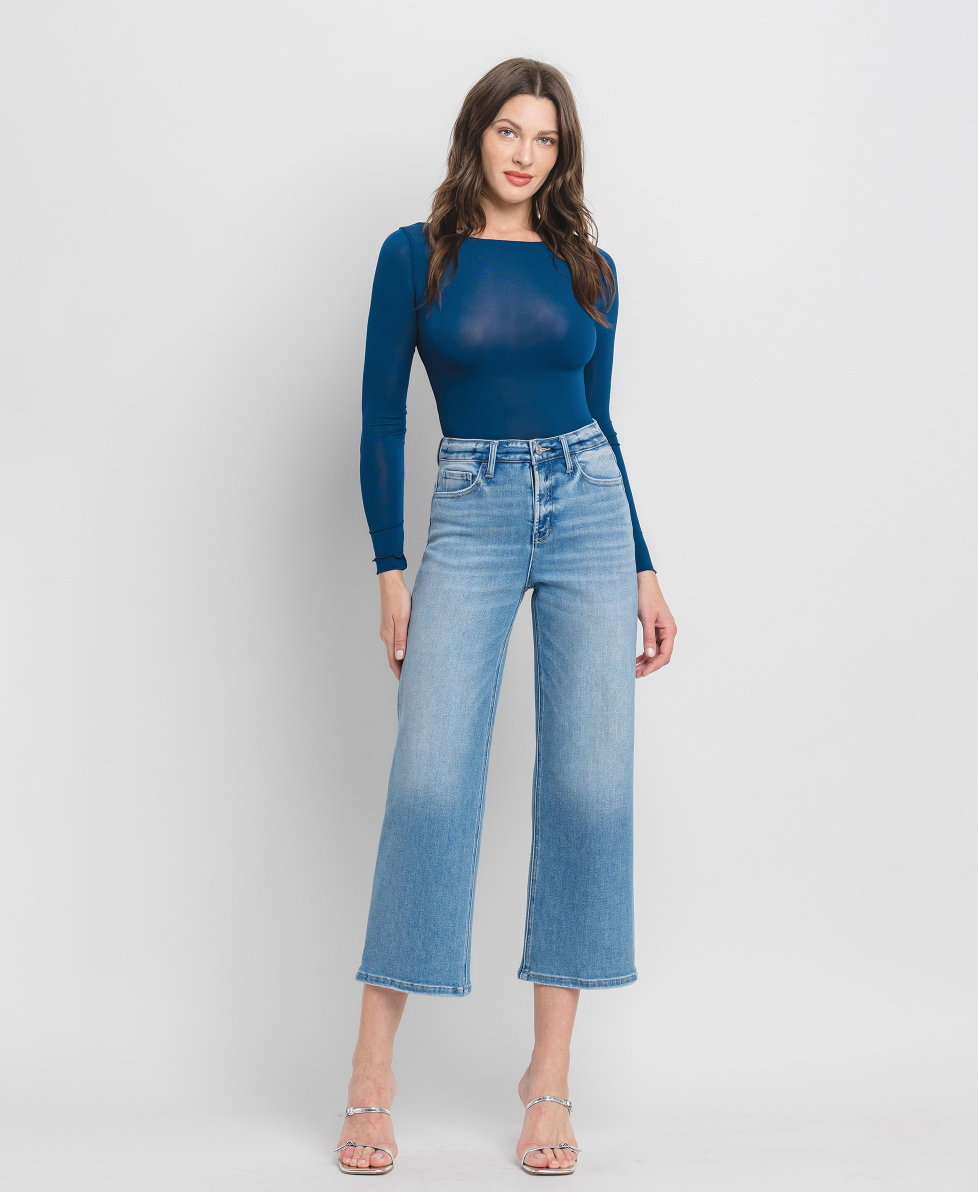 High Rise Crop Wide Leg Jeans