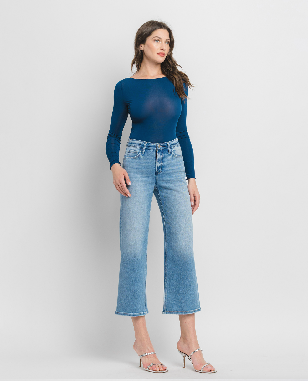 High Rise Crop Wide Leg Jeans