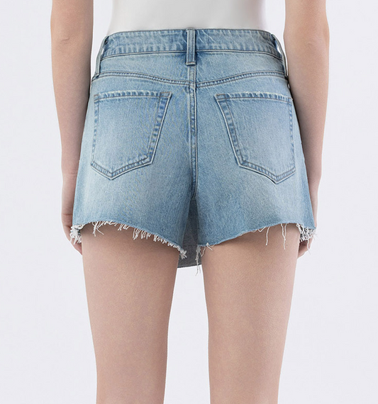 High Rise Denim Skort Shorts