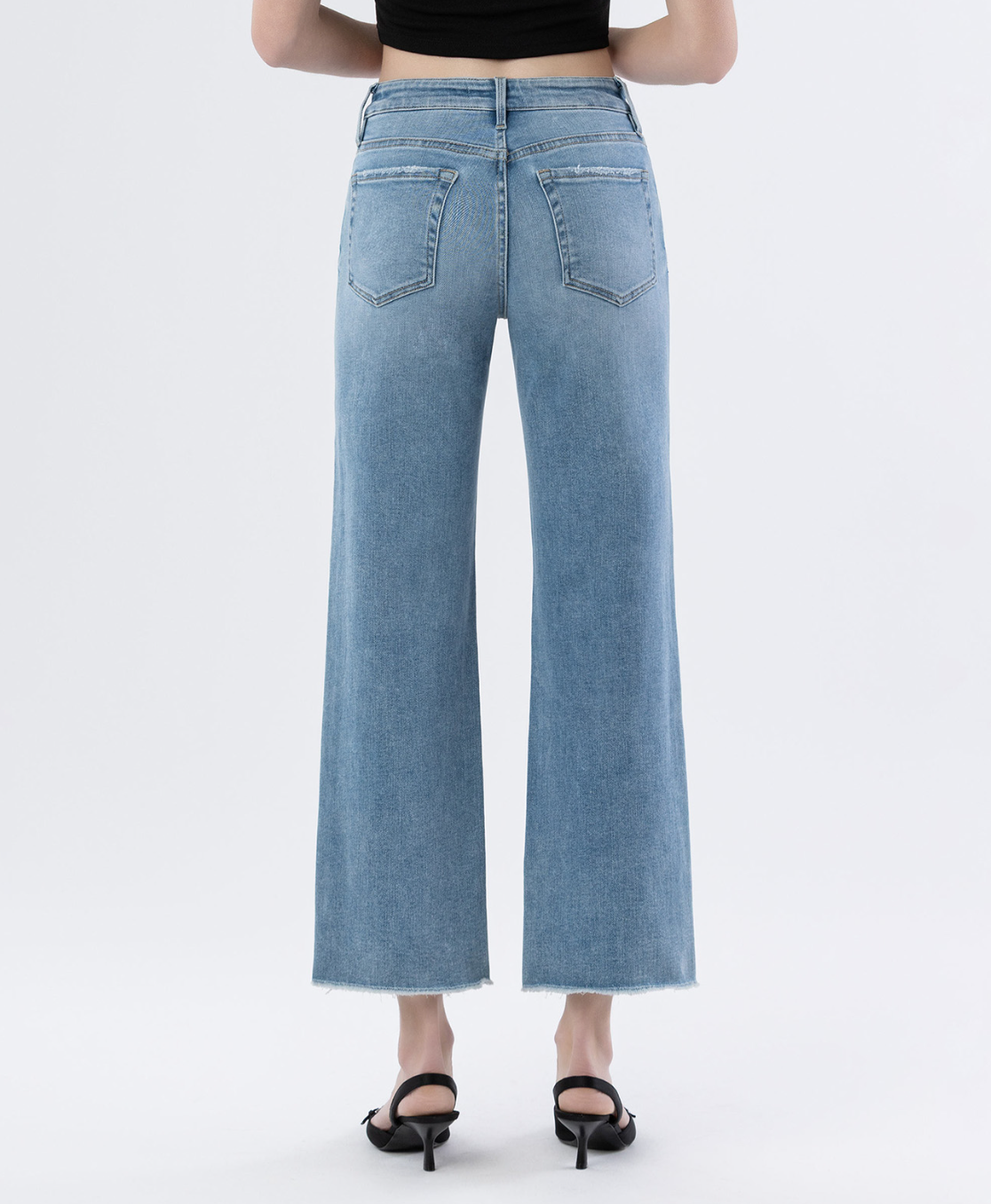 High Rise Ankle Slim Wide Jeans Jeans