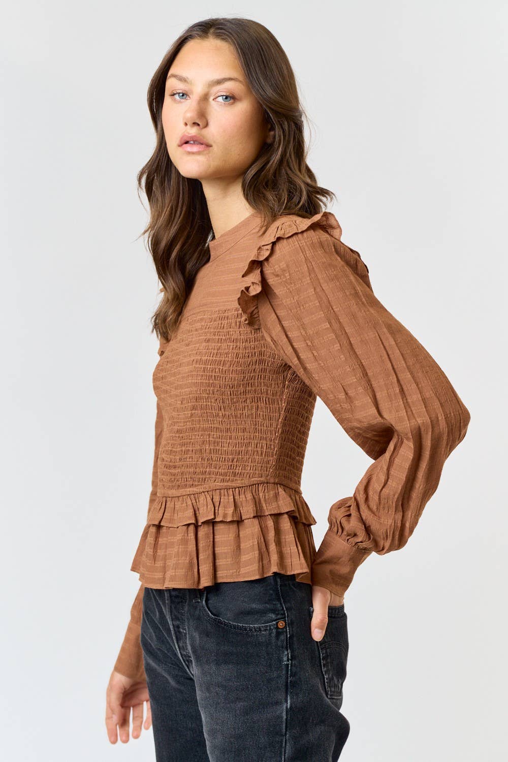 Ruffled Long Sleeve Top