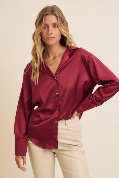 Button Down Satin Shirt