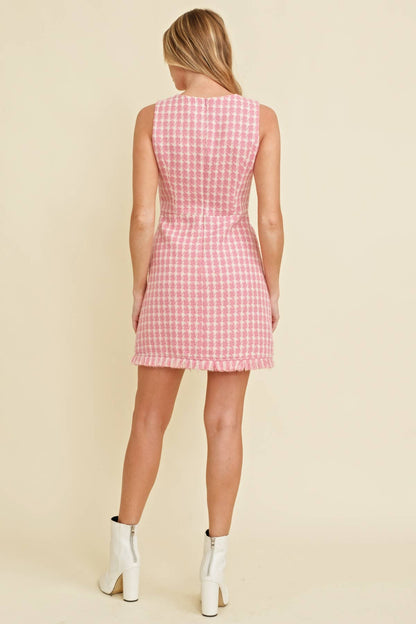 Tweed Houndstooth Mini Dress