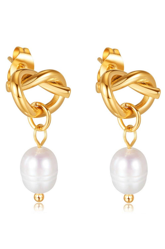 Abstract Pearl Drop Earrings