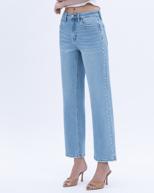 Ankle Slim Wide Studded Jeans Jeans