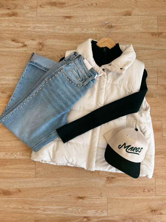 Ankle Slim Wide Studded Jeans Jeans