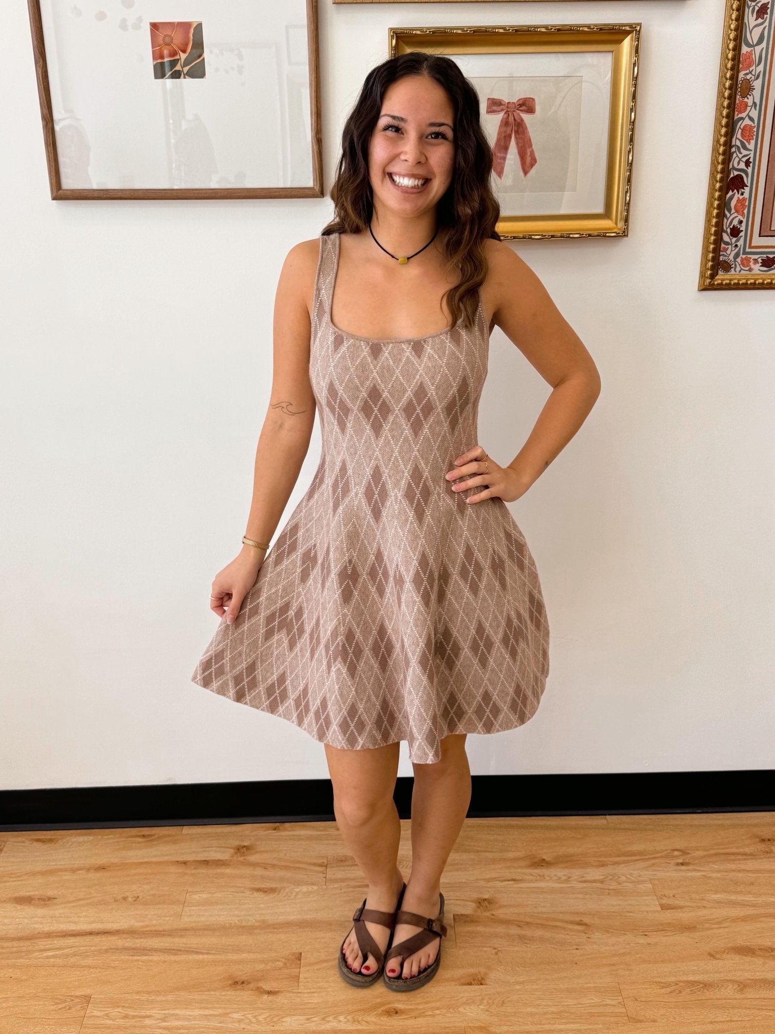 Argyle Tank Sweater Dress Dress