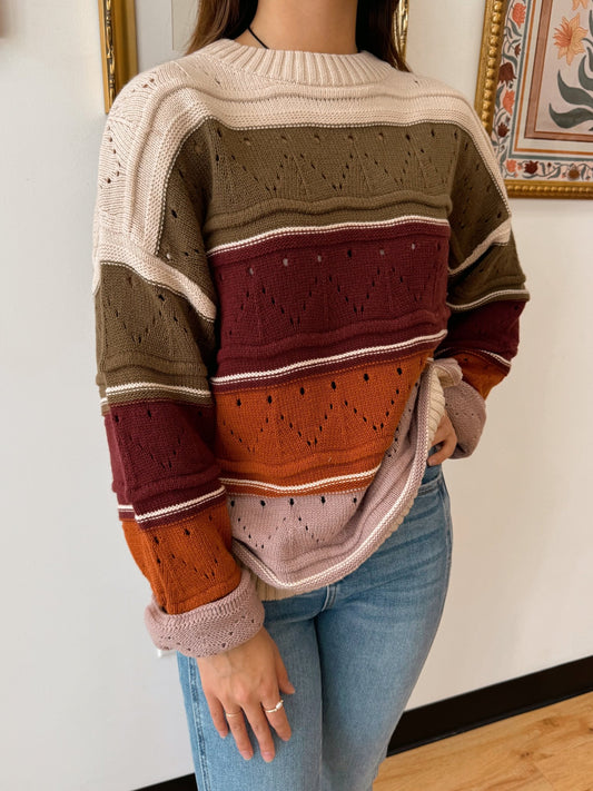 Autumn Stripe Knit Sweater Shirts & Tops