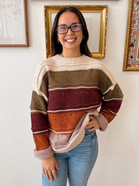 Autumn Stripe Knit Sweater Shirts & Tops