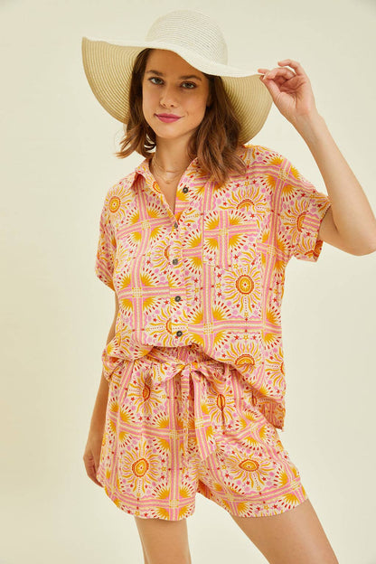 Boho Sun Button-Down Top