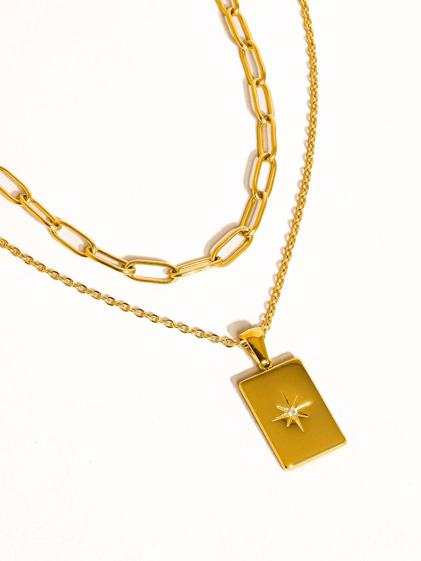 18K Gold Non-Tarnish Layered Astro Chain Necklace