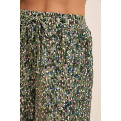 Pleated Floral Wide Leg Pants