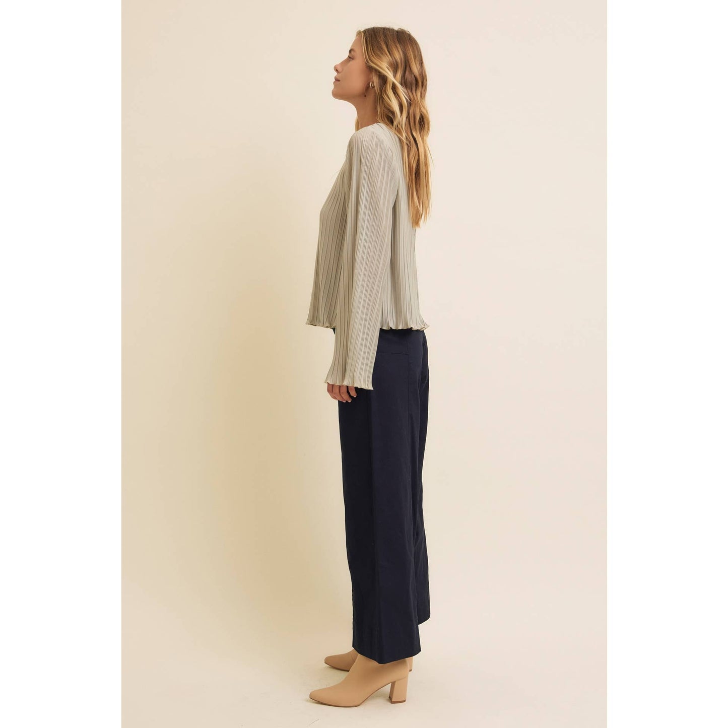 Pleated Long Sleeve Top