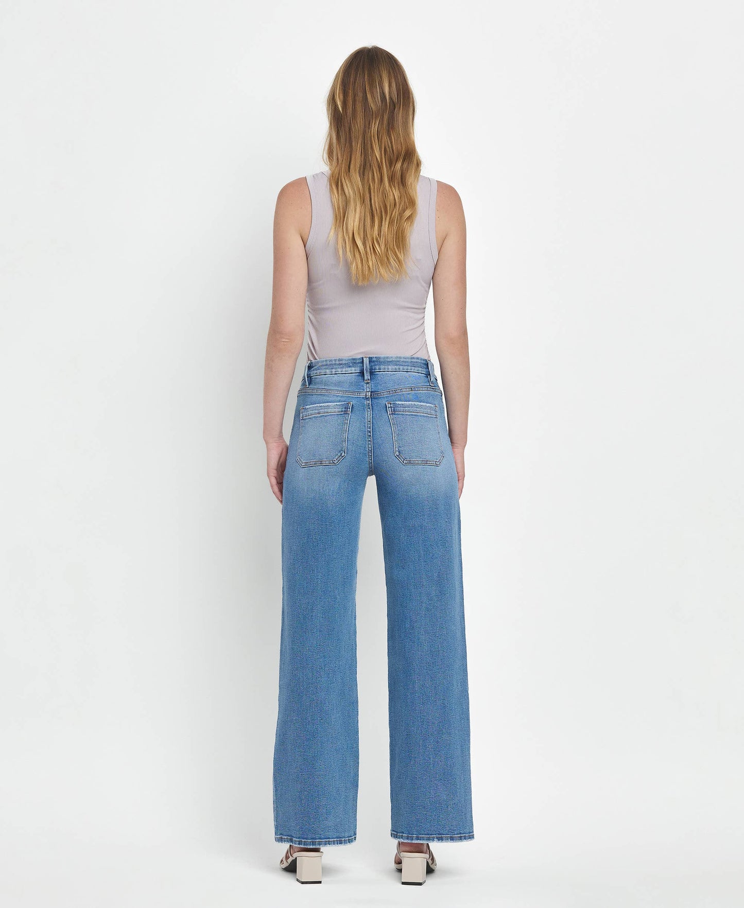 Pocket Detail Wide Leg Jeans