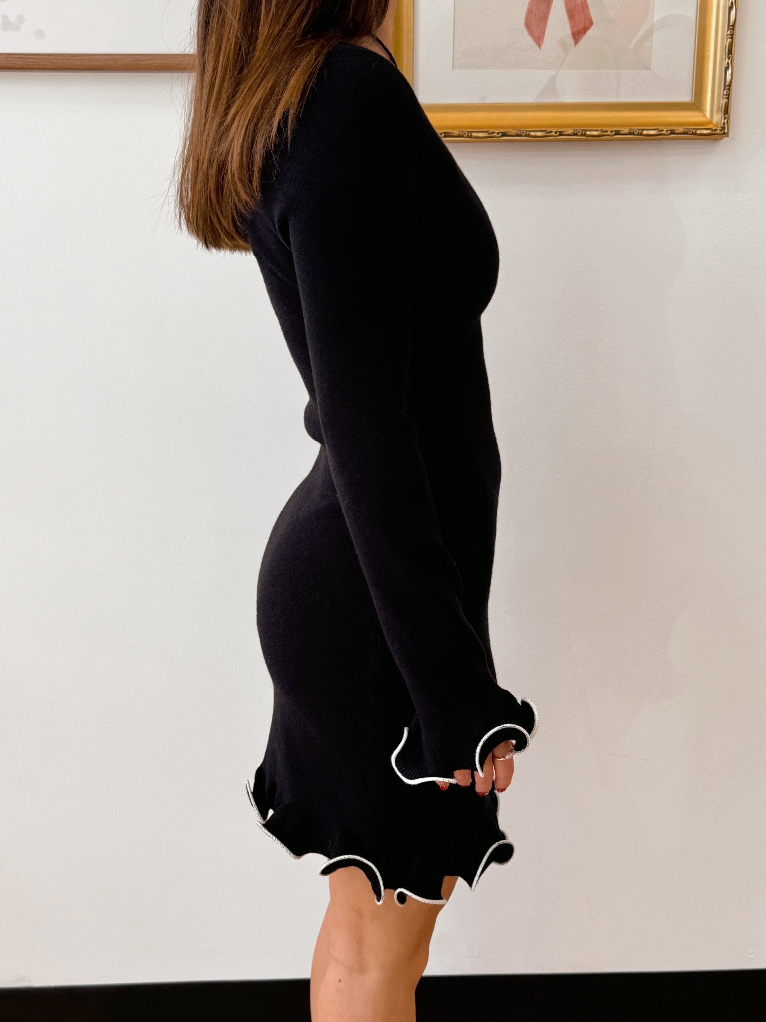 Black & White Ruffle Hem Dress Dress