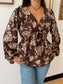 Brown Floral Long Sleeve Top