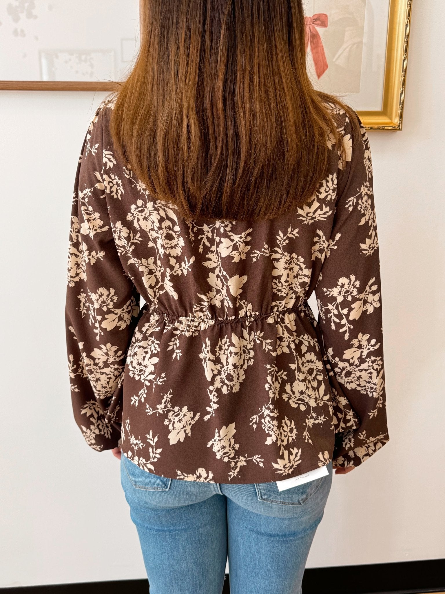 Brown Floral Long Sleeve Top