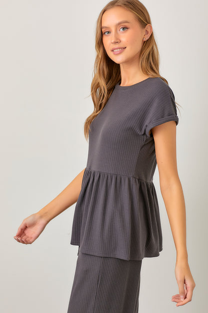 Charcoal Babydoll Top