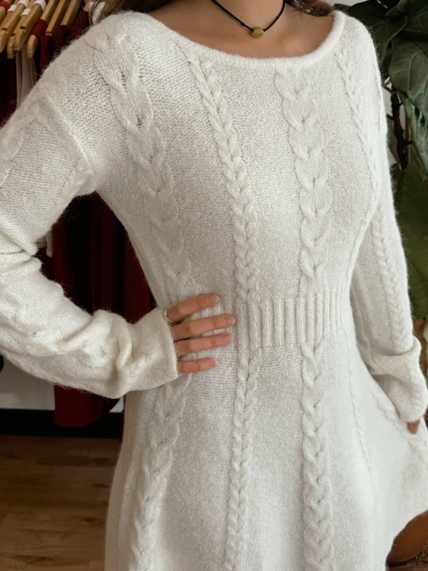 Cable Knit Flare Sweater Dress Dress