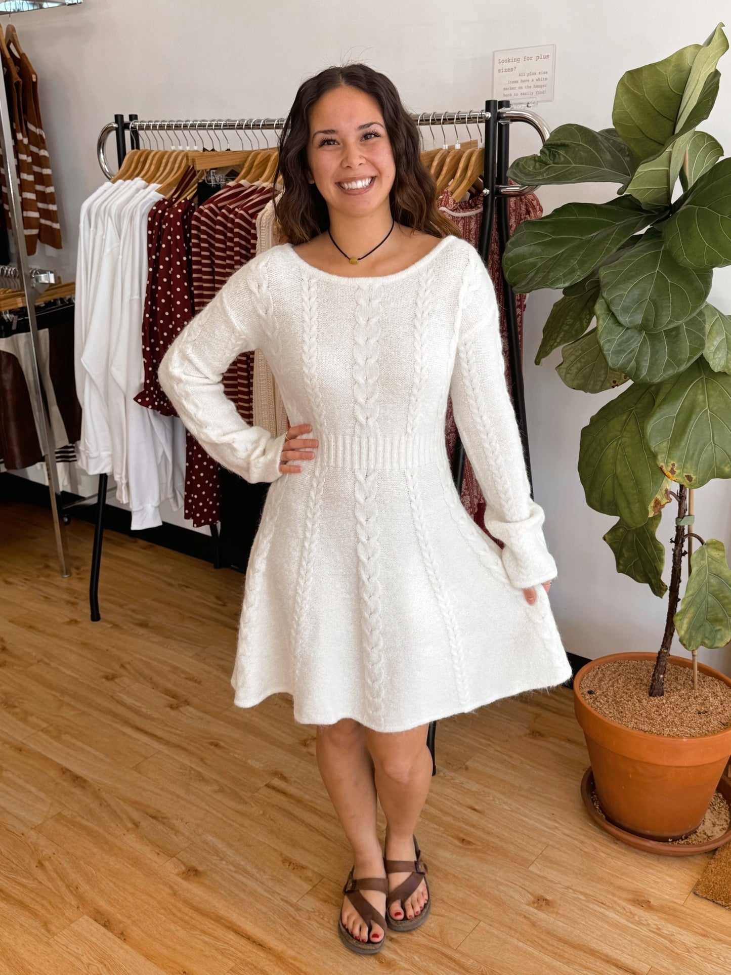 Cable Knit Flare Sweater Dress Dress