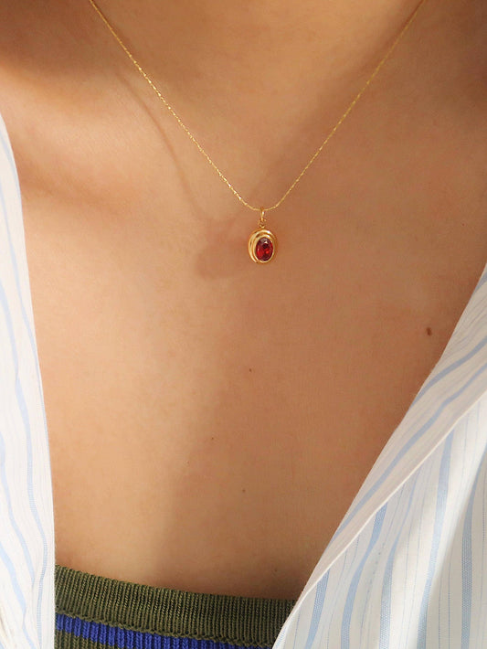 18K Gold Gemstone Necklace Necklaces