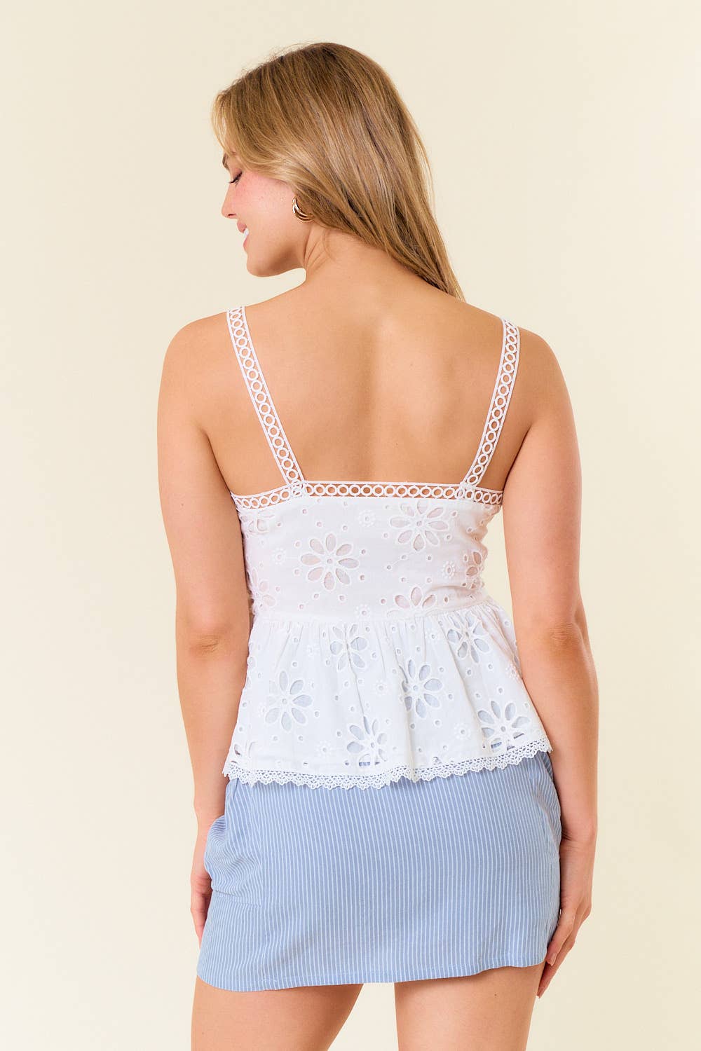 Eyelet Button Tank Top