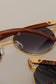 Faux Wood Frame Round Sunglasses