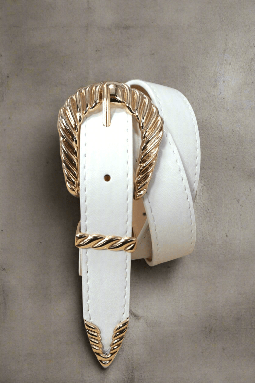 Classic Western Carved Buckle Faux Leather Belt Belt