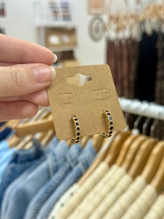 Colored Rhinestone Hoop Earrings Earrings