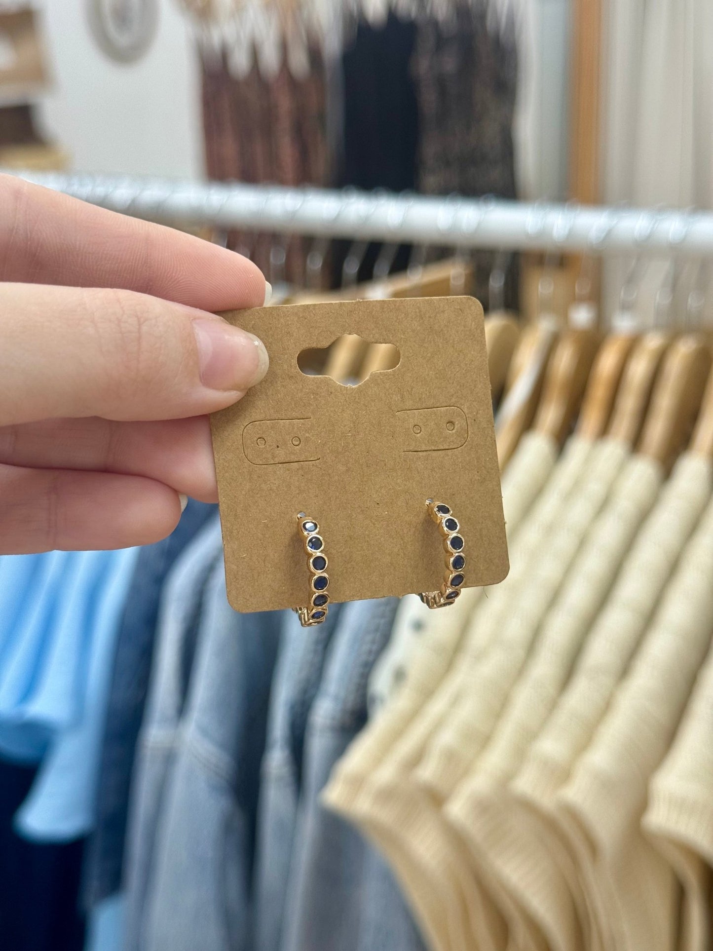 Colored Rhinestone Hoop Earrings Earrings