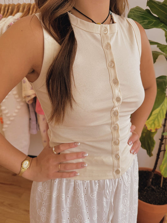 Cool & Cropped Button Tank Shirts & Tops