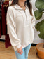 Cream Waffle Knit Zip Top Shirts & Tops