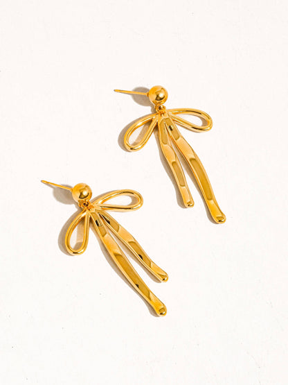 18K Gold Non-Tarnish Bow Dangle Earring