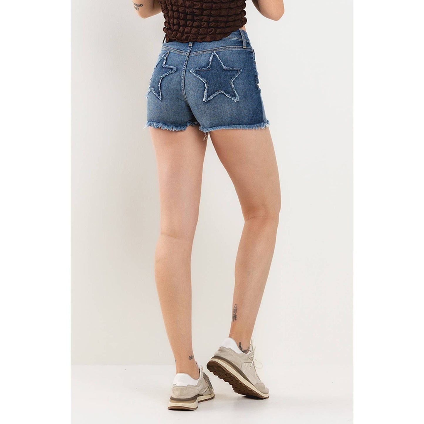 High Rise Star Patch Shorts