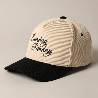 Sunday Funday Corduroy Trucker Baseball Cap