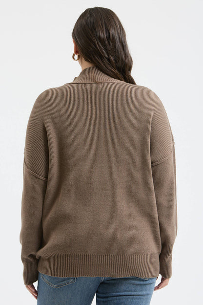 Plus Mock Neck Ribbed Sweater