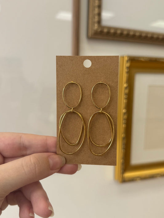 Double Oval Drop Earrings Earrings