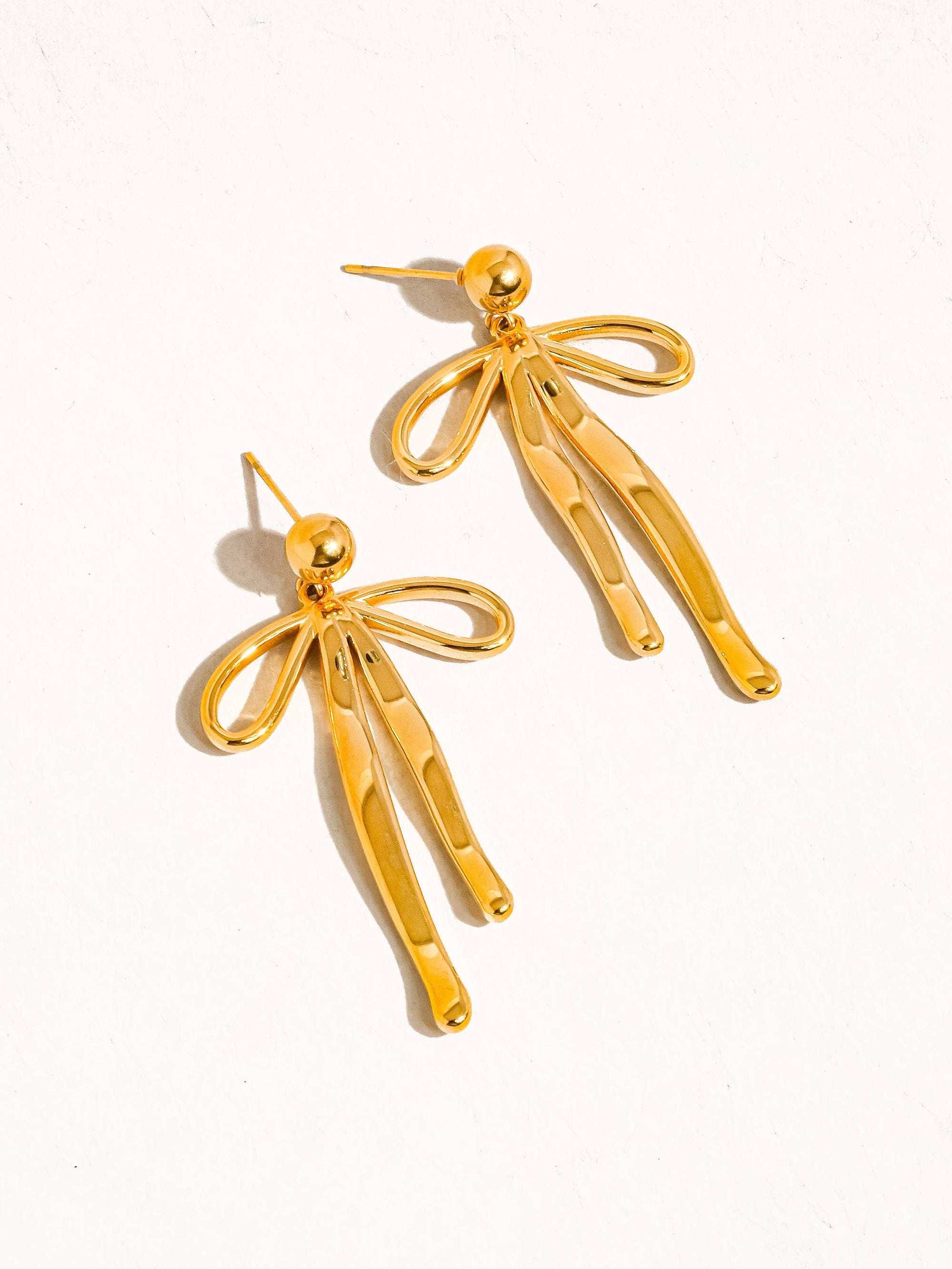18K Gold Non-Tarnish Bow Dangle Earring