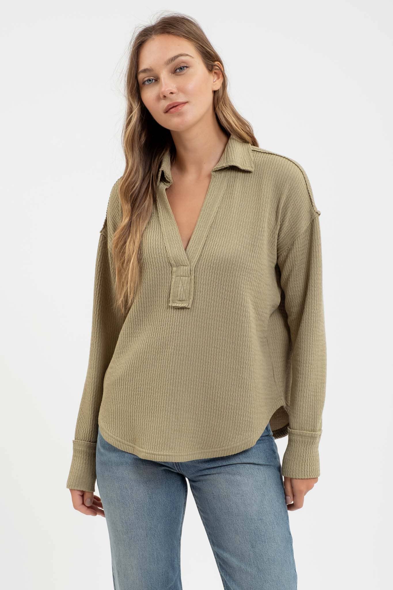 V-Neck Exposed Seam Top