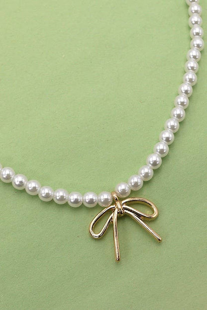 Pearl Bow Necklace