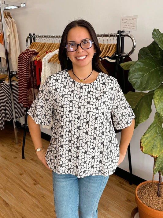 Embroidered Floral Top Shirts & Tops