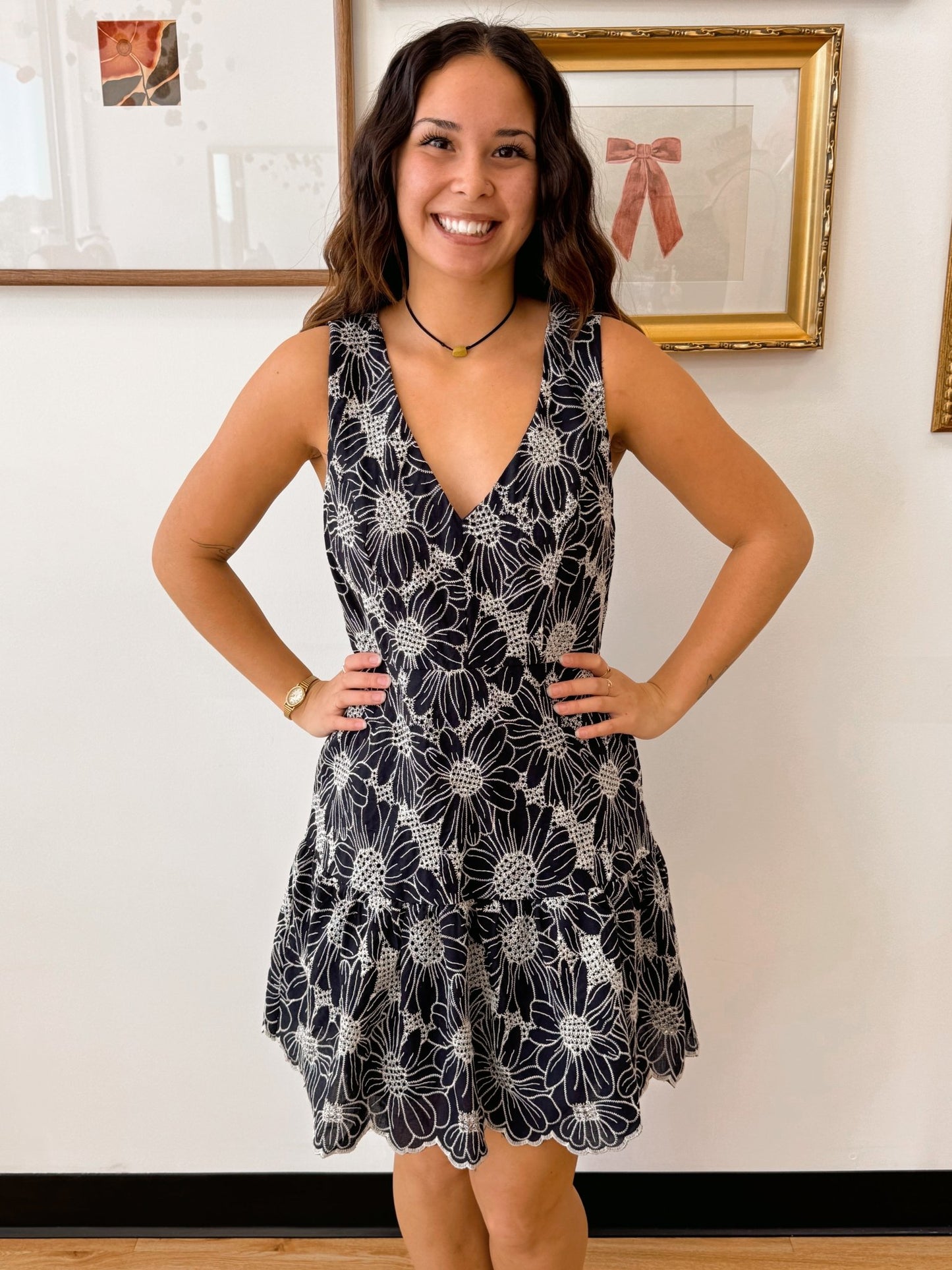 Embroidered Sleeveless Dress Dress