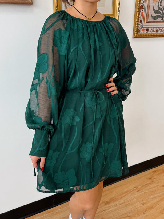 Emerald Floral Dinner Dress Dress