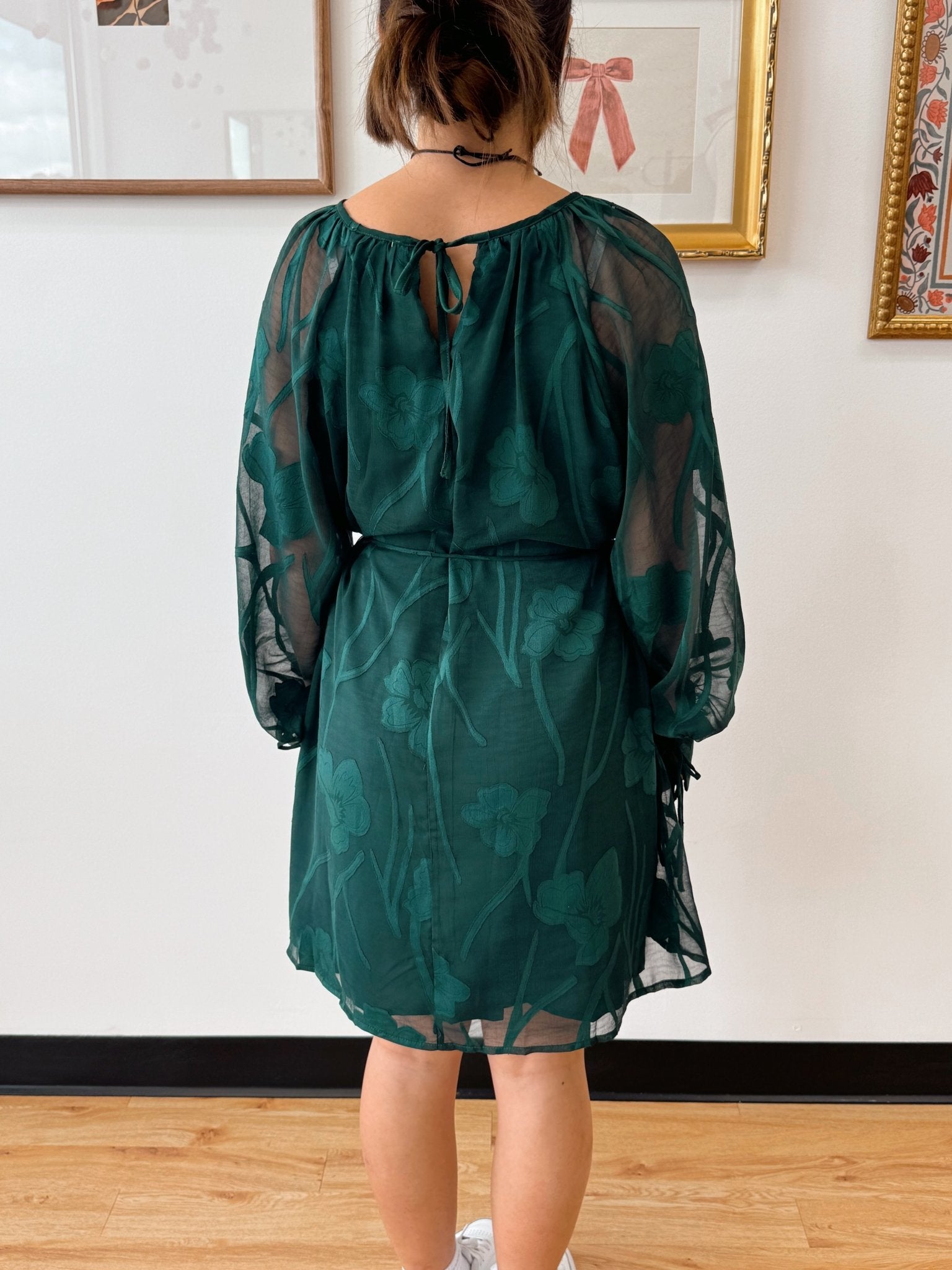 Emerald Floral Dinner Dress Dress