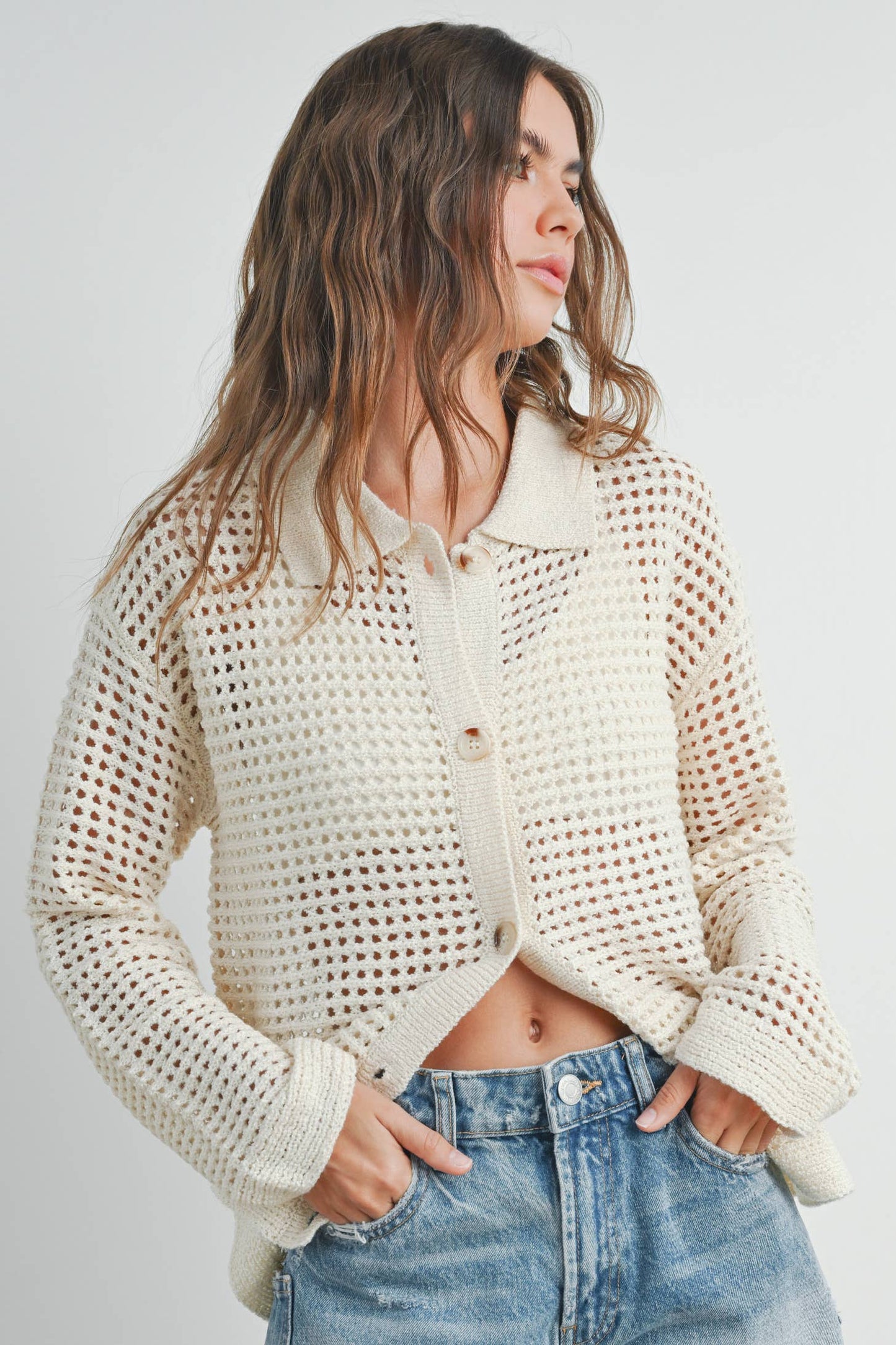 Cream Crochet Cardigan