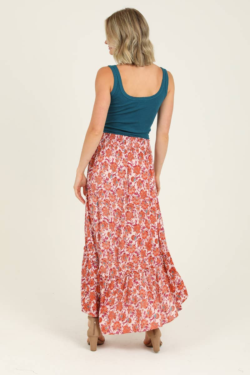 Red Floral Maxi Skirt