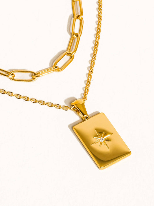 18K Gold Non-Tarnish Layered Astro Chain Necklace